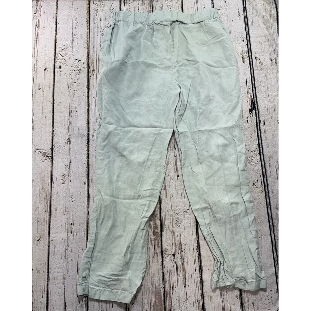 COS Linen Blend Pants Womens Size‎ 8 Light Green Tapered Leg Elastic Waist